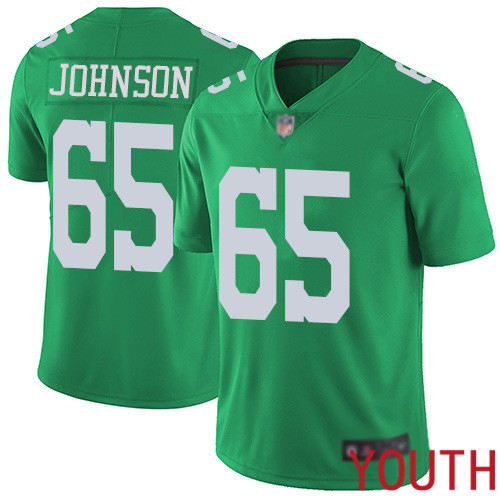 Youth Philadelphia Eagles #65 Lane Johnson Limited Green Rush Vapor Untouchable NFL Jersey Football
